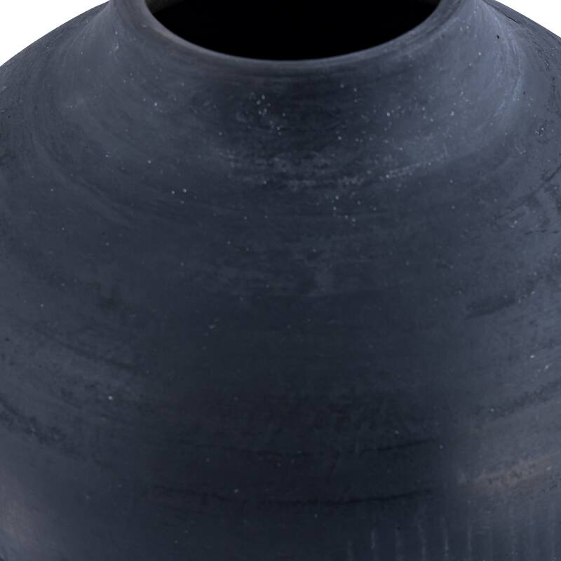 Black Terracota Vase 9.5"H - Black