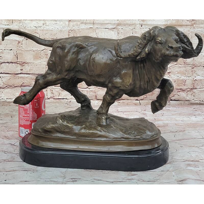 Running Water Buffalo Bull Bronze Sculpture Statue African Asian Wildlife Original Art