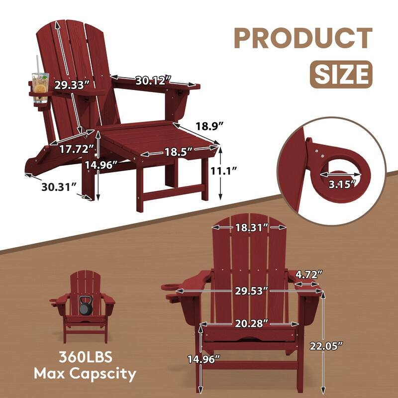 Folding Outdoor Chair with 3-Position Reclining Backrest & Telescoping Footrest