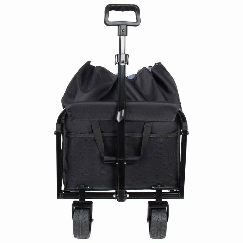 Upgraded 5*2"Wide Wheels-Expandable Dual-Layer Utility Wagon with 100% Extra Space, 220lbs Capacity Grocery Cart for Camping