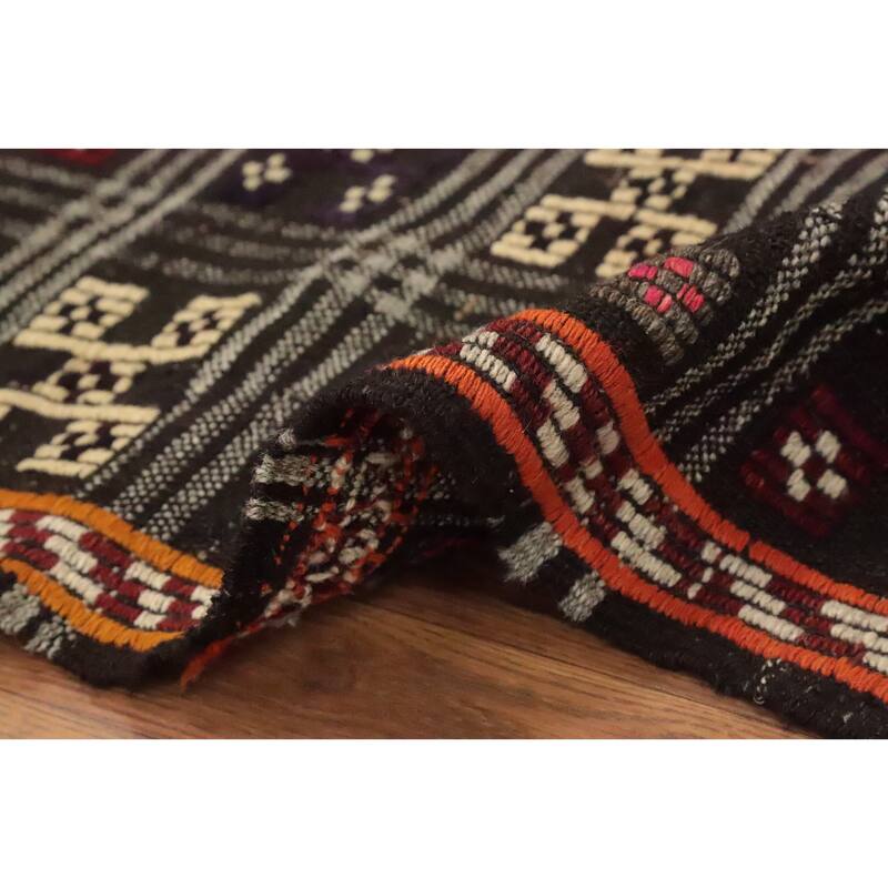 Hand Woven Oriental 100% Wool Carpet Southwestern Tribal Multi-Colored Kilim Area Rug - 11' 2'' X 6' 0''