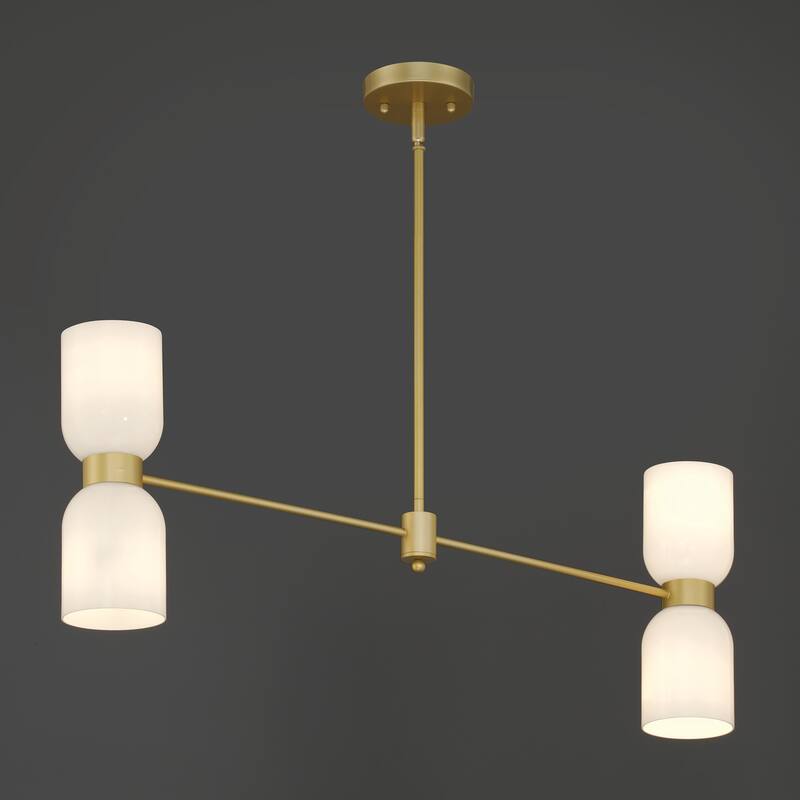 Shuman 4-light Dimmable Linear Chandelier Modern Gold Island Pendant - 33 inches