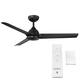 Mocha Indoor/Outdoor 3-Blade Smart Ceiling Fan 54in Matte Black with Remote Control and Wall Cradle
