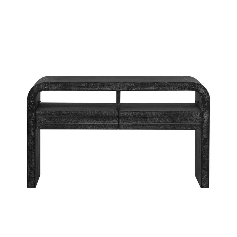 Retro Console Table Entryway Table Narrow Console Table Sofa Table with 2 Large Drawers, for Living Room Hallway Entrance