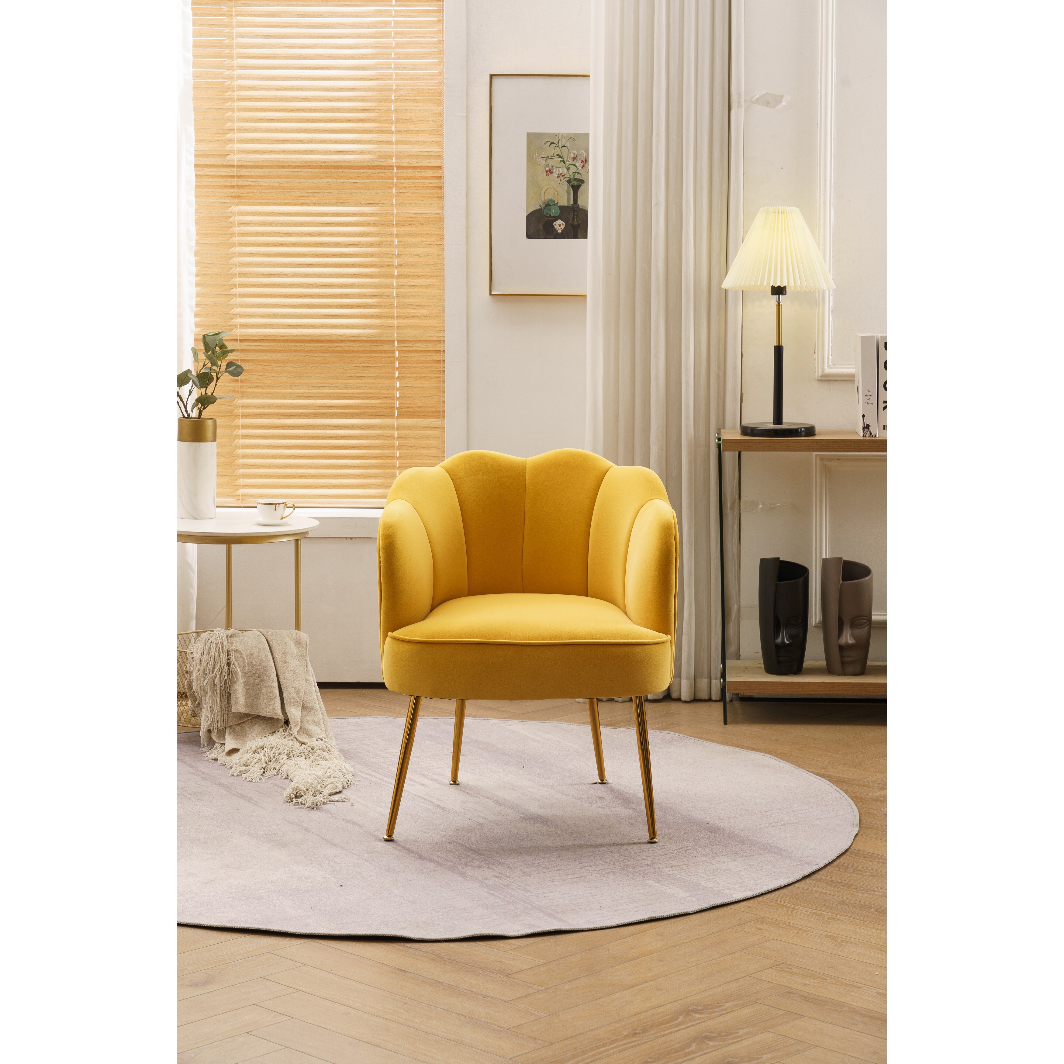 Stella accent chair with gold legs deals