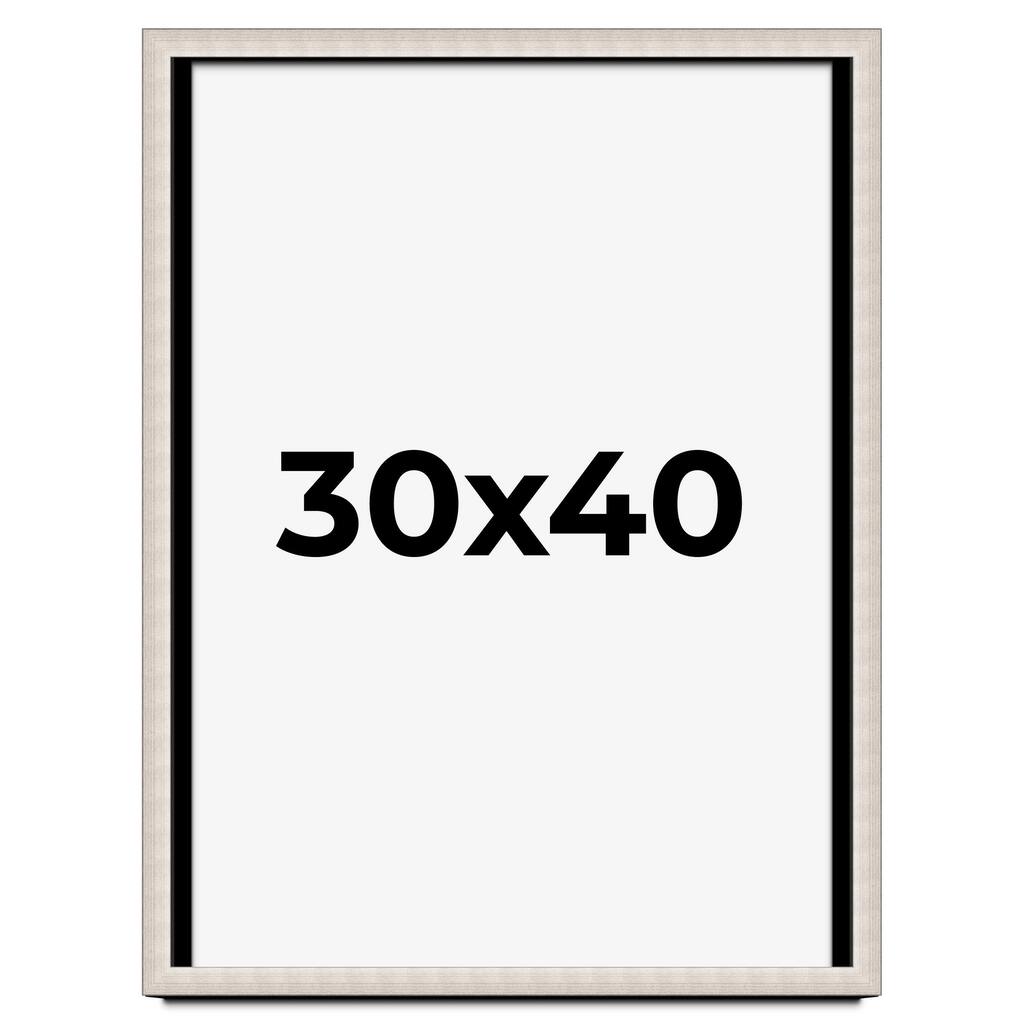 30x40 Shadow Box Frame Silver Real Wood Contemporary Shadowbox Display Frame UV Acrylic Front Acid Free Backing and Hardware