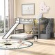 preview thumbnail 21 of 32, Stairway Twin Over Twin Bunk Bed with Slide & Drawers - Contemporary Design