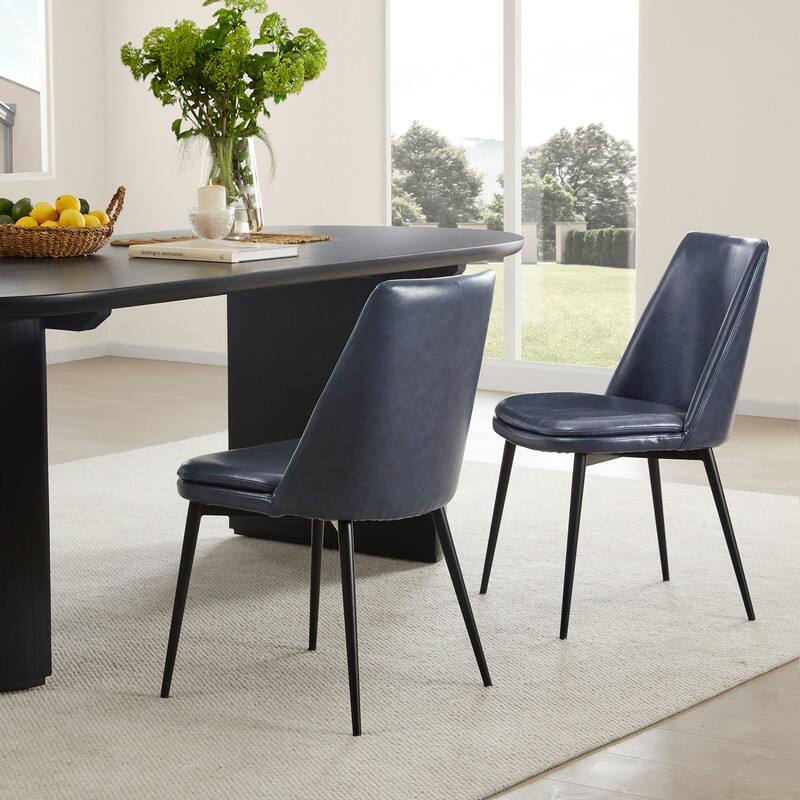 Ariel Mid-Century Upholsteried Dining Chair with Metal Legs Set of 2