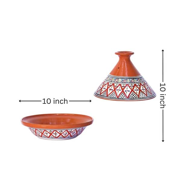 dimension image slide 2 of 3, Kamsah Bohemian Supreme Medium Tagine - Handcrafted Ceramic Pot