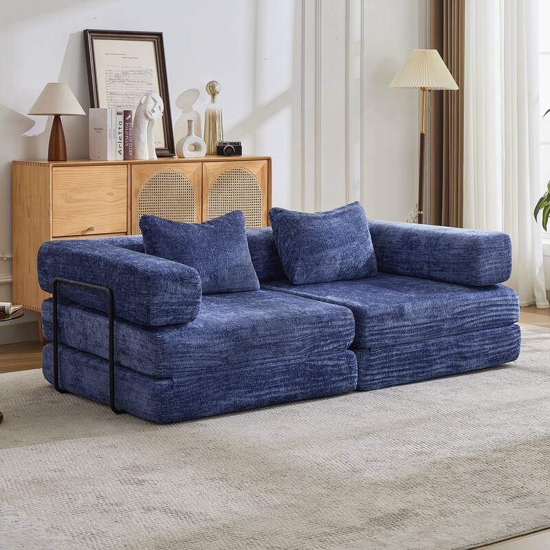 Compression Sofa,Convertible Floor Sofa Bed with Fixed-Shape Frame