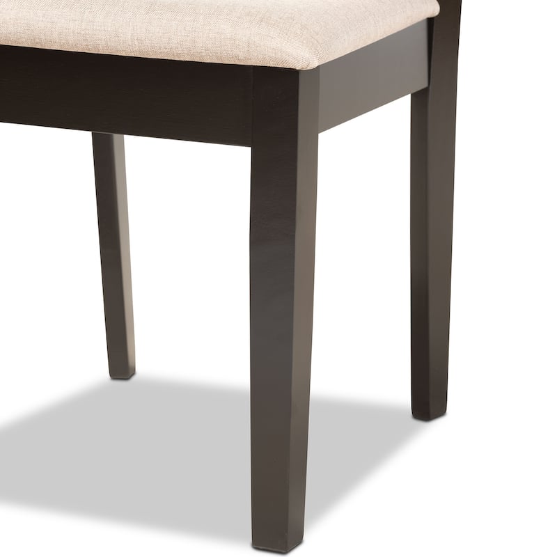 Modern 5-Piece Dining Set - Sand Fabric & Dark Brown Wood Table & Chairs