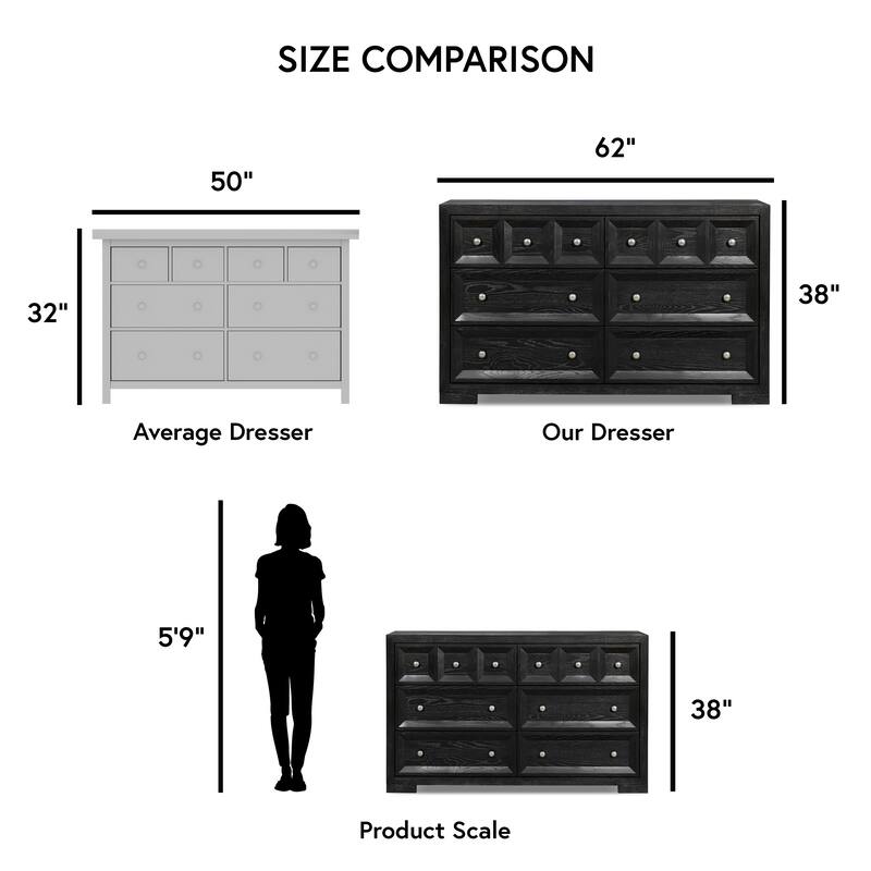 Furniture of America Durem Modern Classic 3-Piece Solid Wood Panel Bedroom Set with 2-Drawer Oversized Nightstand