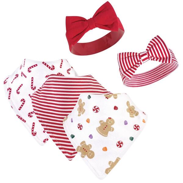 slide 1 of 1, Hudson Baby Infant Girl Cotton Bib and Headband Set 5pk, Sugar Spice, One Size - Sugar Spice - One Size One Size - Sugar Spice