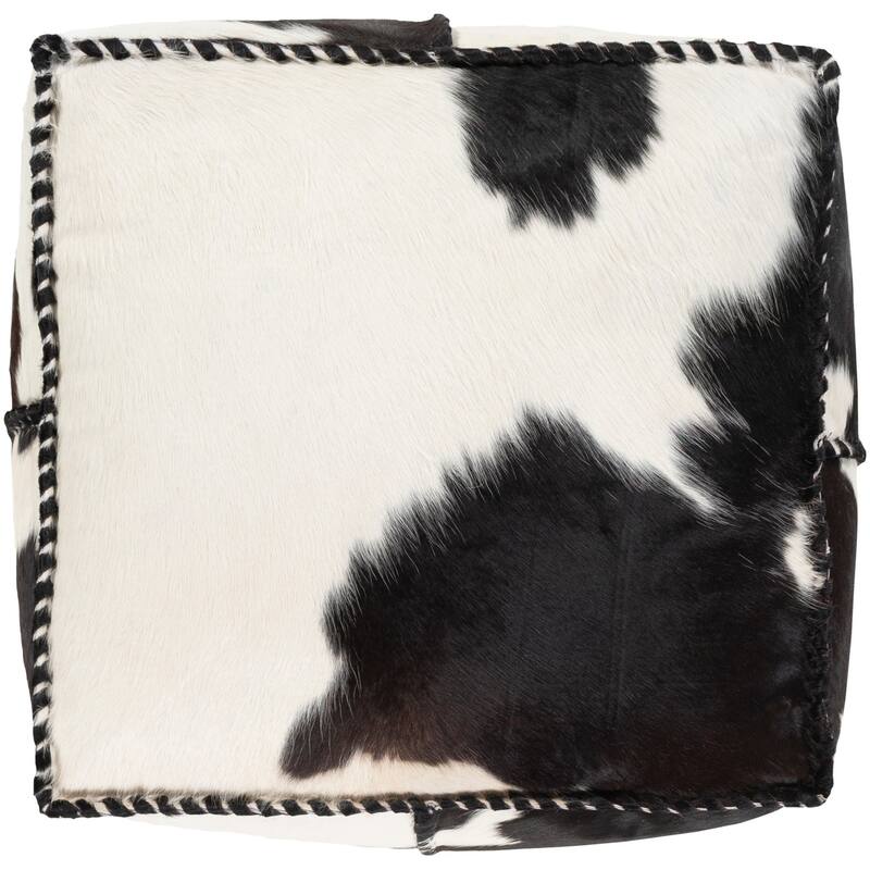 Angela Animal Pattern Square Hair On Hide Leather Pouf
