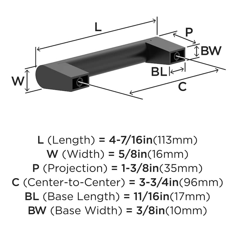 Miseno MCP4375 Warner 3-3/4" Center to Center Handle Cabinet Pull