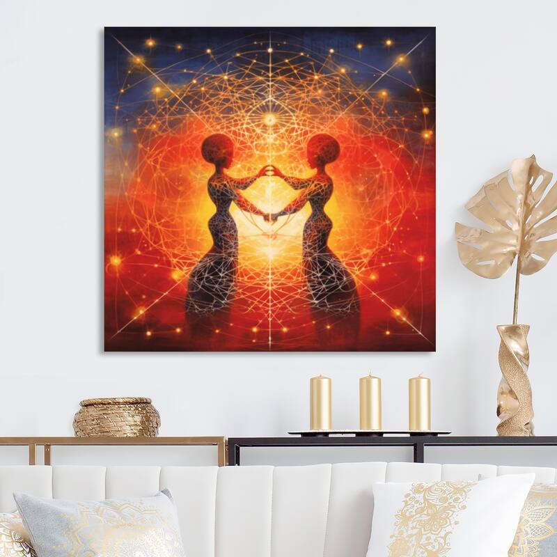 Designart "Twin Flame Universe Eternal Loving Souls" Romantic Wall Art Living Room