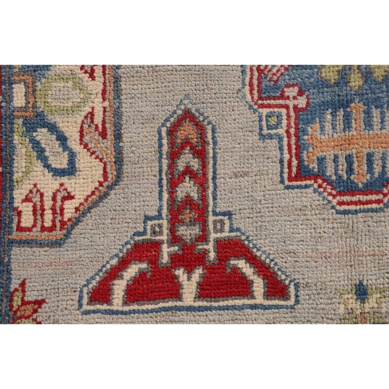 Grey Kazak Oriental Accent Rug Handmade Wool Carpet - 3'1"x 4'10"