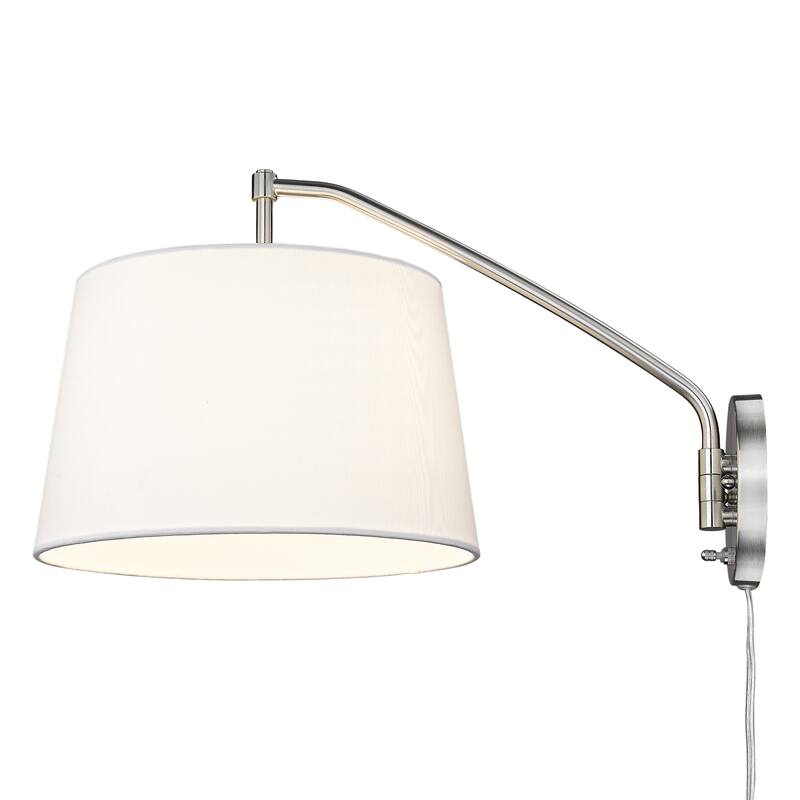 Wry Lighting Ryleigh 1-light Swing Arm Wall Lamp in Pewter and Modern White shade - 1 Light Articulating Wall Sconce