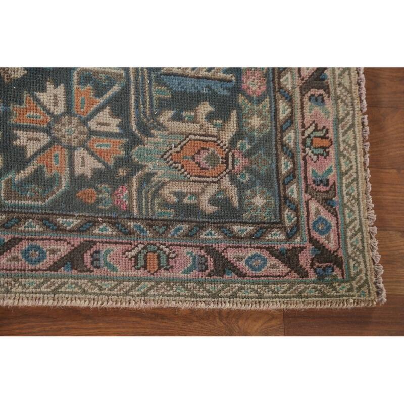 Over Dyed Blue Tabriz Persian Vintage Rug Hand-Knotted Wool Carpet - 8'0"x 10'11"