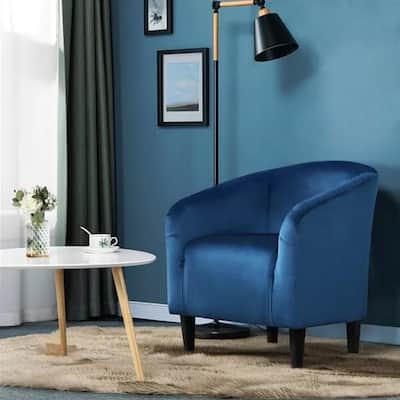 Modern Velvet Accent Chair Comfy Club Barrel Chair Pagoda Blue - 25" x 28"