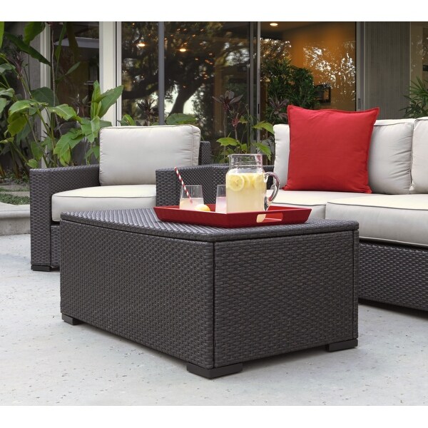 Serta Laguna Outdoor Storage Coffee Table Brown Wicker On Sale
