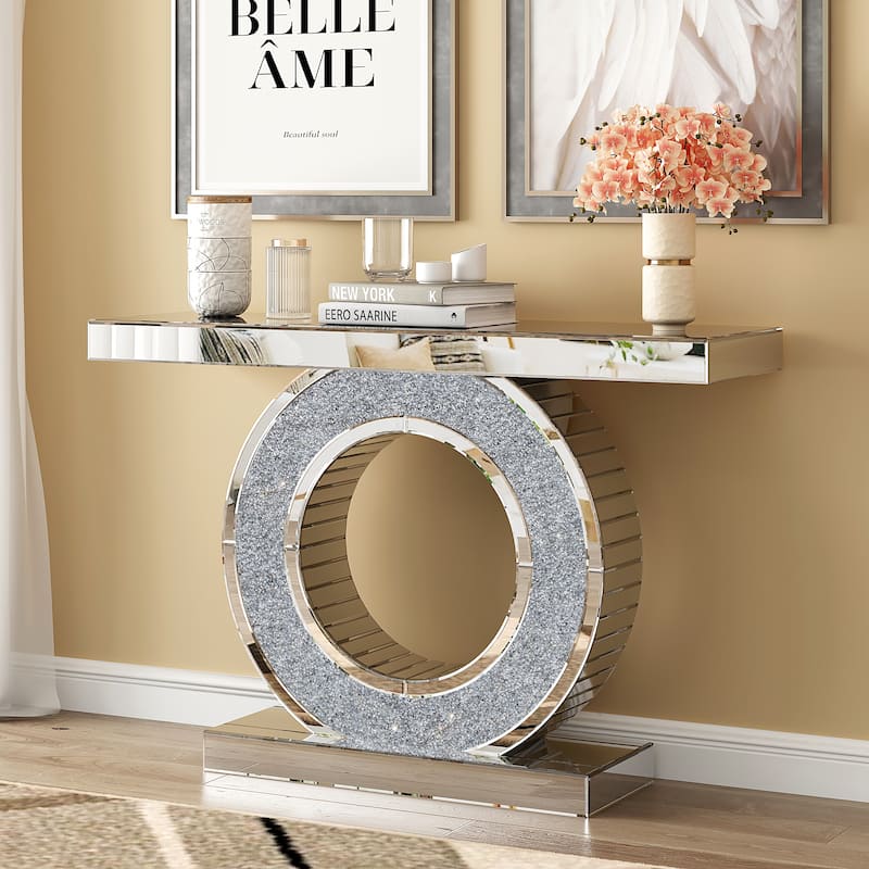 Glam Entry Console Table Mirror Accent Table - Clear