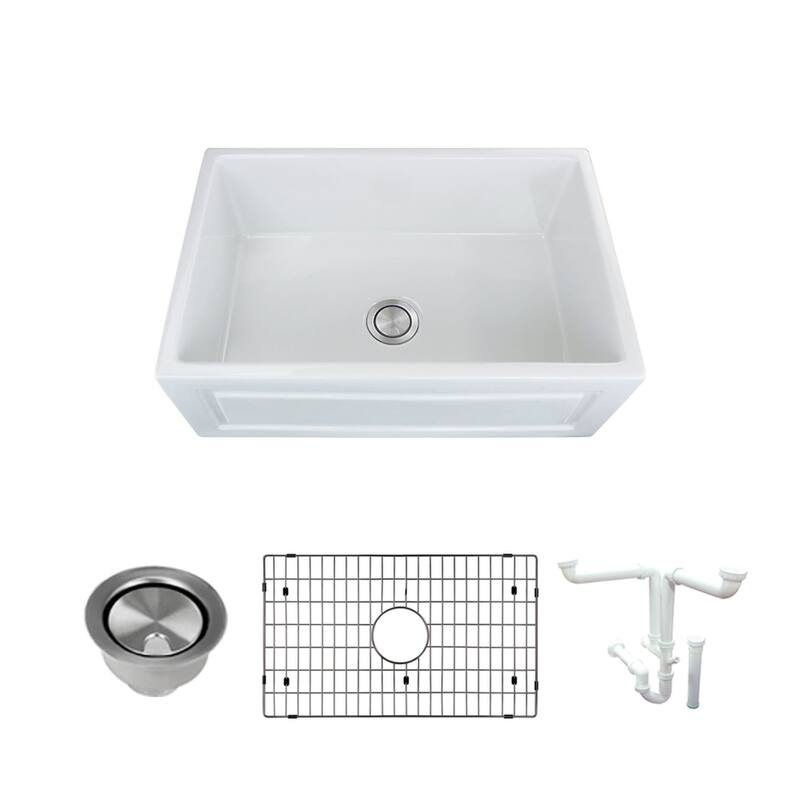 Transolid K-FUSH302010 Versailles 30" Farmhouse Single Basin Fireclay - Natural