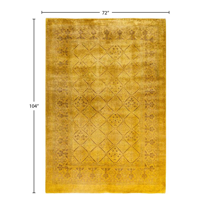 Overdyed One-of-a-Kind Hand-Knotted Area Rug - Yellow - 6' 0" x 8' 8"