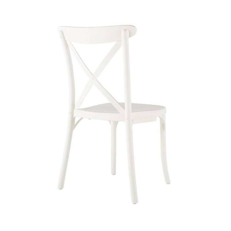 HomeRoots Set of Two White Heavy Duty Plastic Outdoor Stacking Dining Chairs