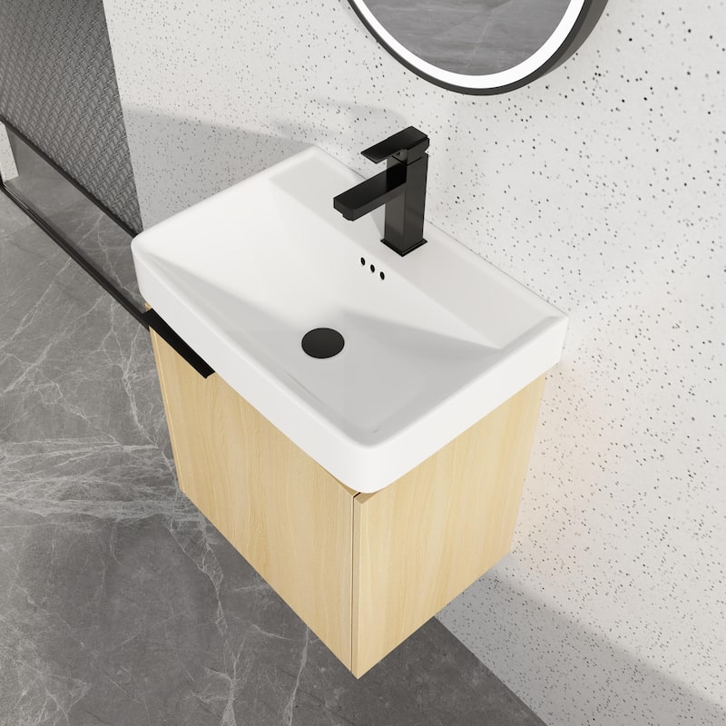 Bathroom Vanity With Sink In 16/20/24/30/36 Inch, Floating Bathroom Vanity With Soft Close Door
