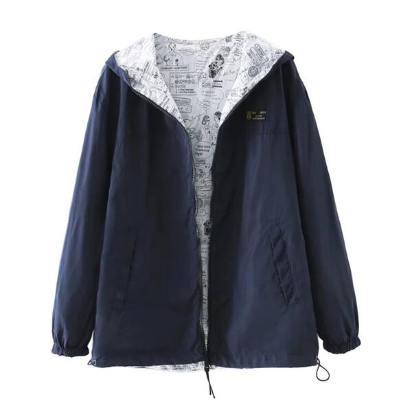 Shop Fashion Girls Hooded Zipper Casual Coat Double Side Wearing