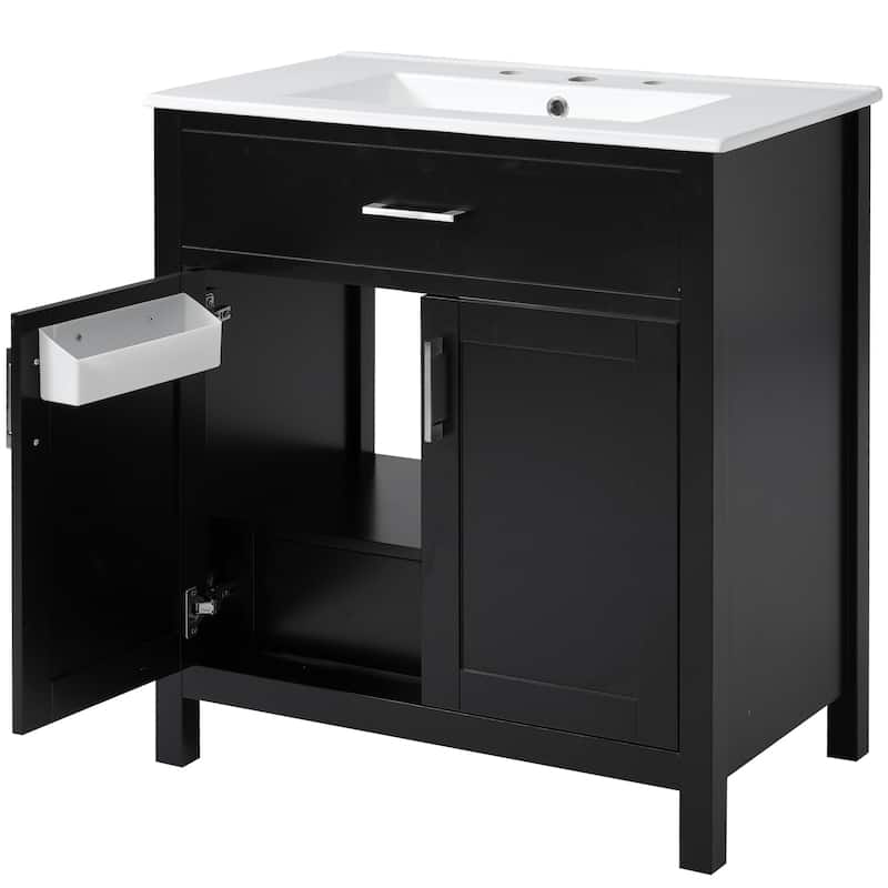 30-Inch Bathroom Vanity with Ceramic Sink and Ample Storage - The Perfect Choice for Small Bathrooms