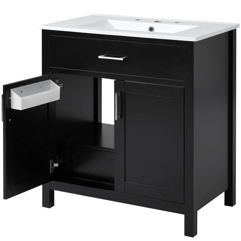 30-Inch Bathroom Vanity with Ceramic Sink and Ample Storage