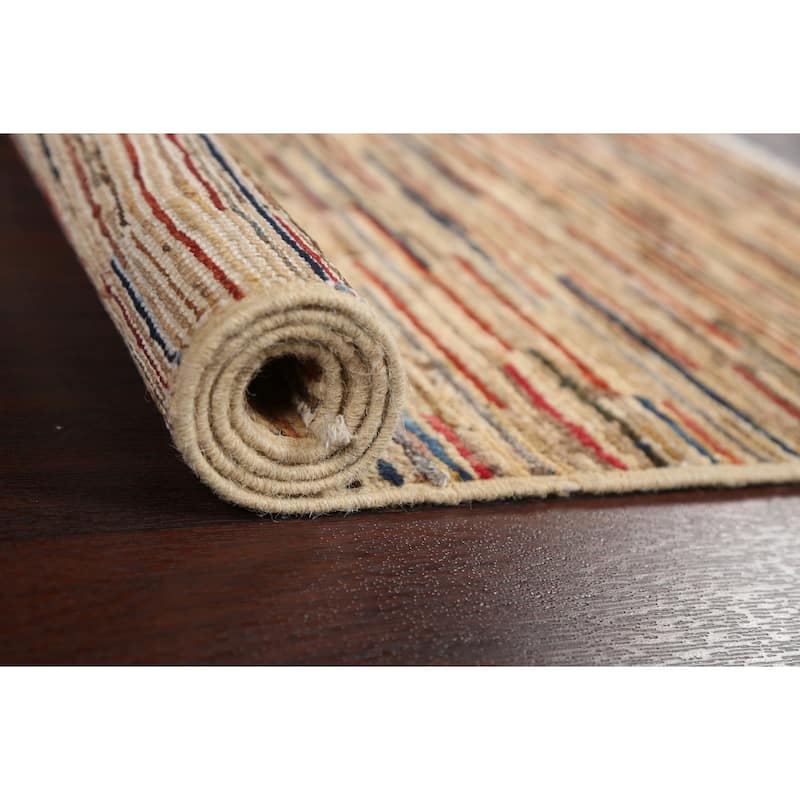 Striped Modern Gabbeh Kashkoli Oriental Area Rug Handmade Wool Carpet - 2'6" x 3'11"