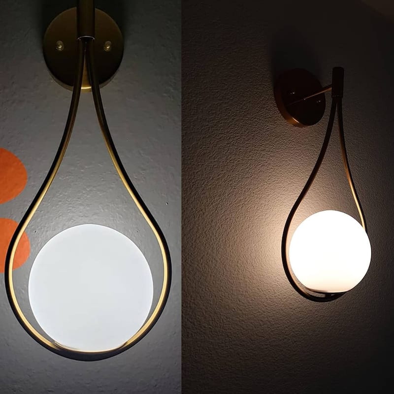 Porches Modern Wall Sconce with Opal Globe Glass Shade 2-Pack