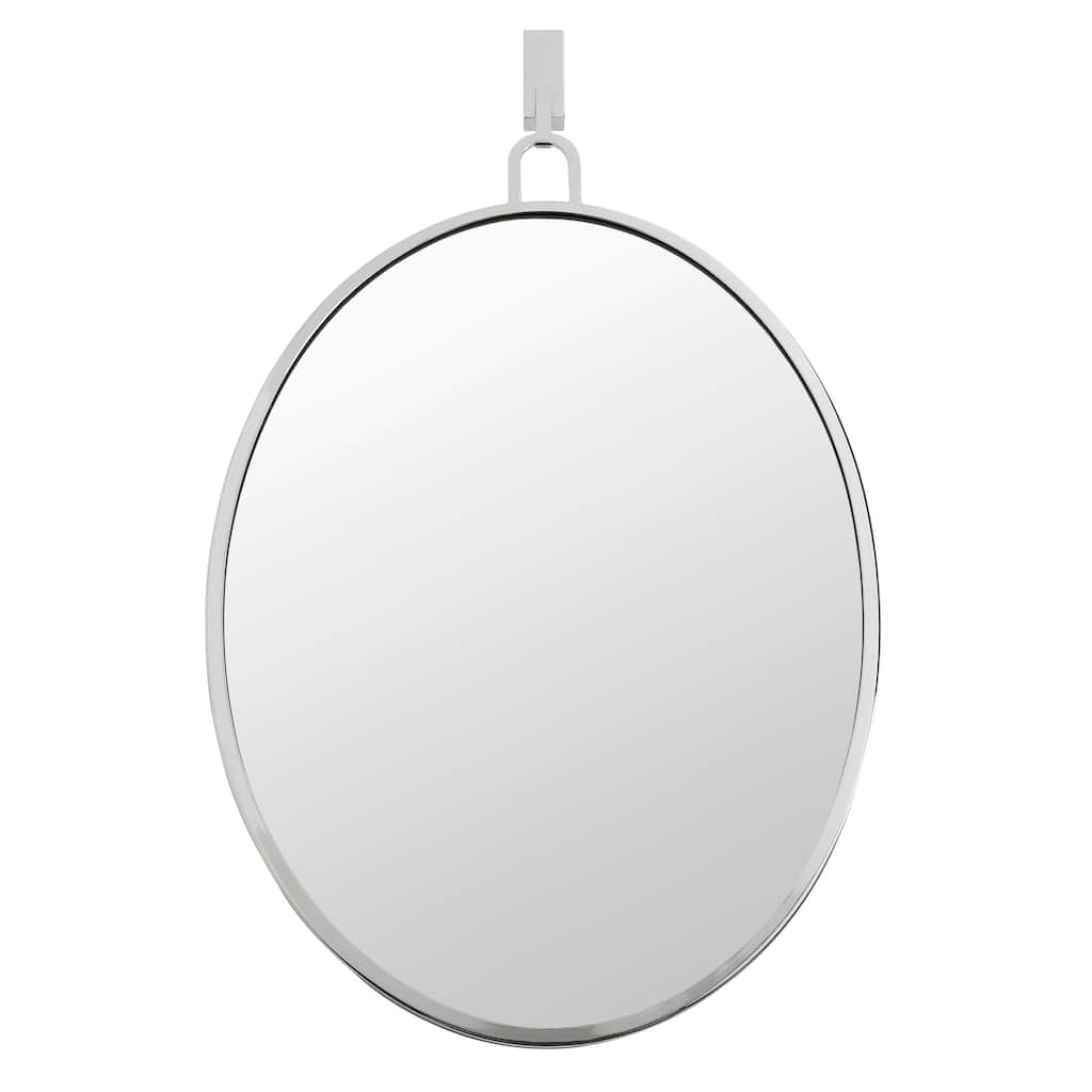 Varaluz Stopwatch Oval Powder Room Mirror - Polished Nickel - Polished Nickel