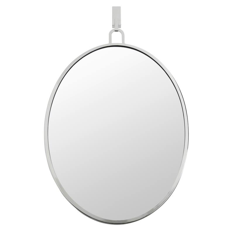 Varaluz Stopwatch Oval Powder Room Mirror - Polished Nickel - Polished Nickel - Polished Nickel
