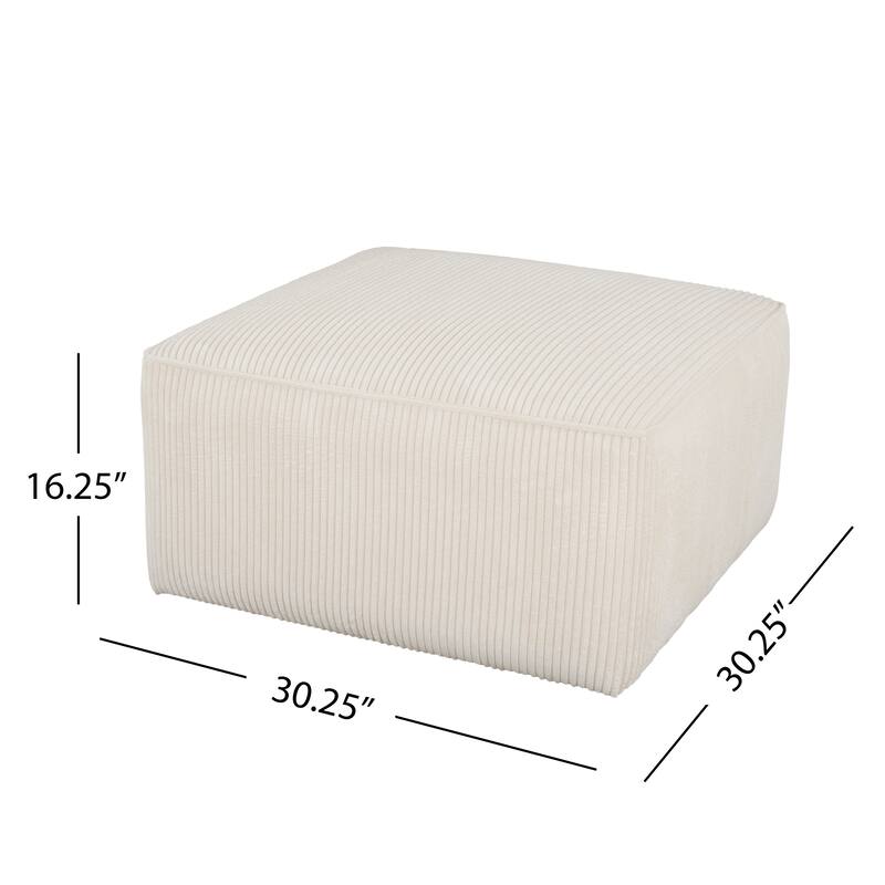 Corduroy Upholstered Square Ottoman - Beige Cozy Living Room Piece