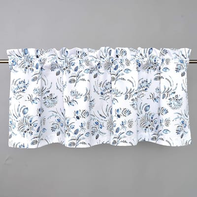DriftAway Claire Watercolor Floral Leaves Room Darkening Window Curtain Valance Rod Pocket