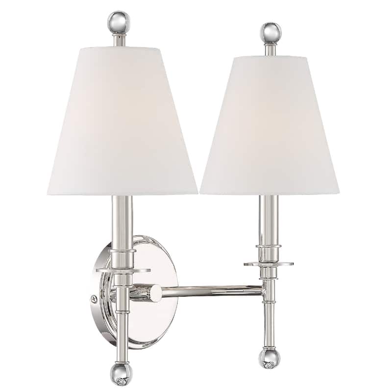 Riverdale 2 Light Polished Nickel Wall Mount - 15'' W x 14.5'' H x 7'' D