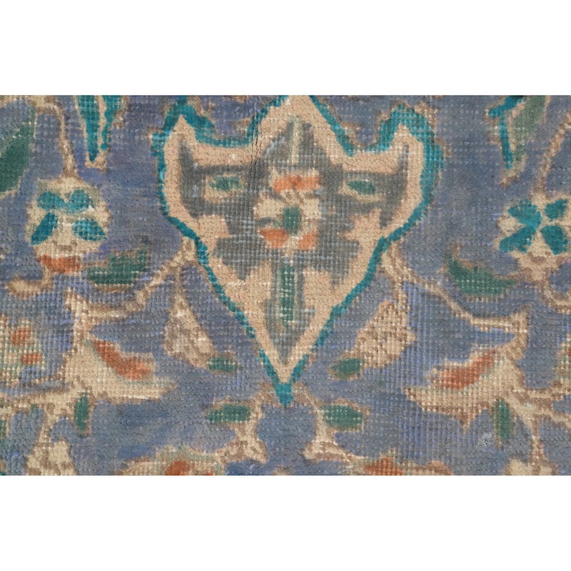 Hand Knotted Oriental 100% Wool Carpet Traditional Floral Navy Blue & Blues Tabriz Area Rug - 6' 4'' X 4' 8''