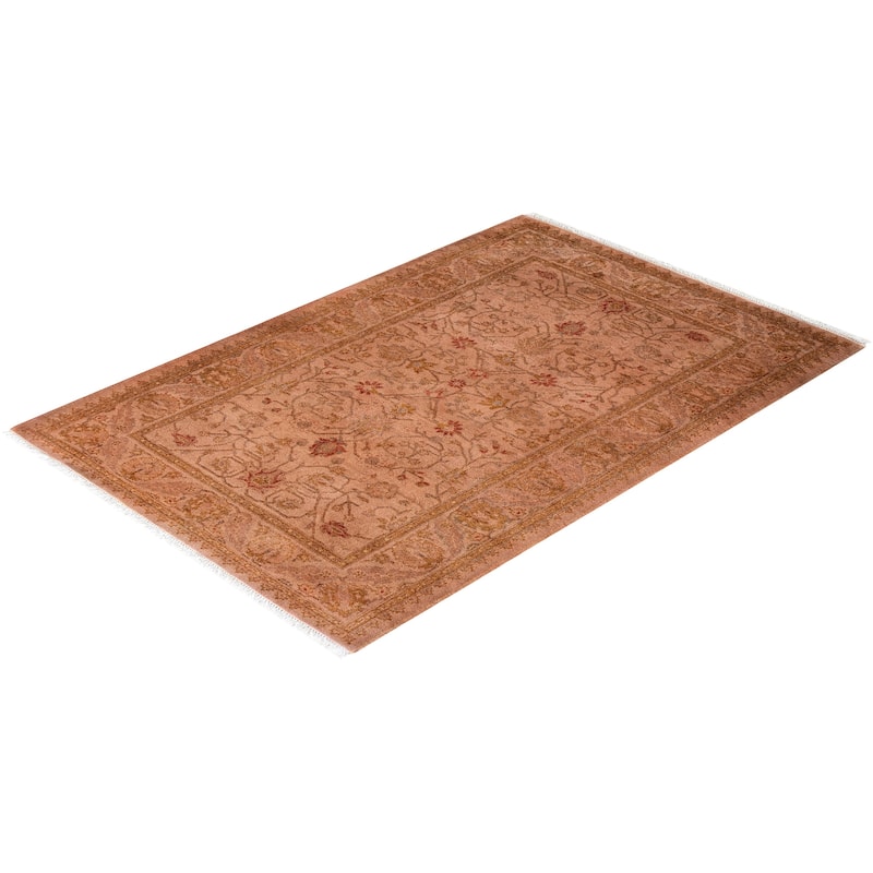 Overton Hand Knotted Wool Vintage Inspired Modern Contemporary Overdyed Pink Area Rug - 2' 9" x 4' 2"