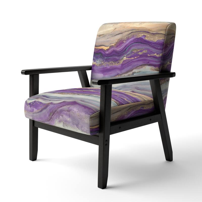 Designart "Coast Blue Sea Waves Watercolour" Upholstered Abstract Accent Chair - Modern Arm Chair For Bedroom