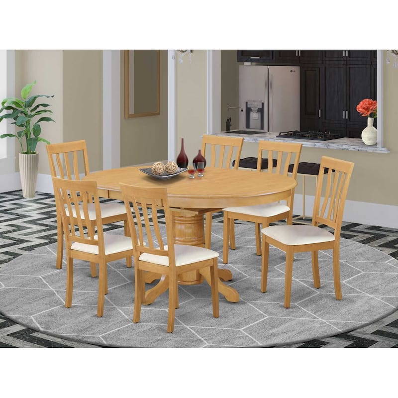 Dinette Set 7 Piece Table with Chairs - Kitchen Dining Room Set - Oak Finish