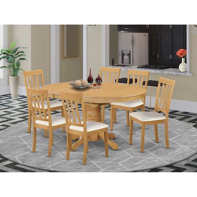 Dinette Set 7 Piece Table with Chairs - Kitchen Dining Room Set - Oak Finish