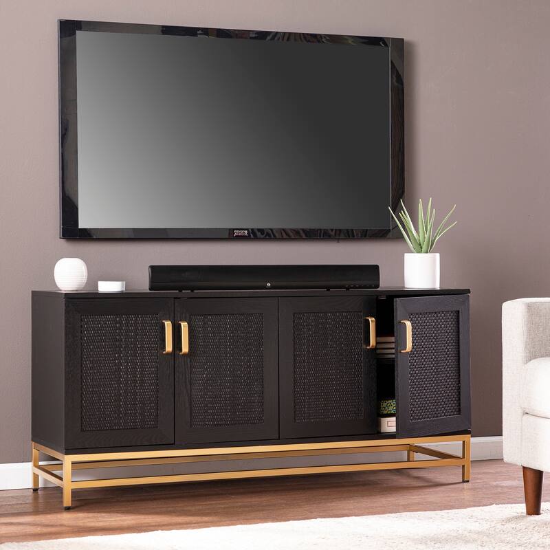 SEI Furniture Rennie Contemporary Black Wood Grain Media TV Stand for TV's up to 53"