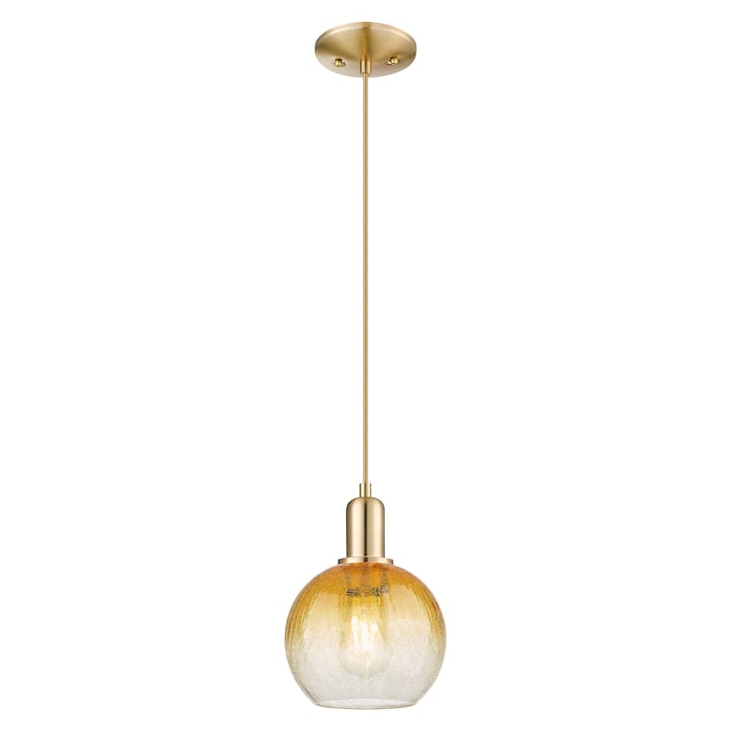 Innovations Lighting Downtown Urban - Brookhaven Globe - 1 Light 8" Cord Hung Mini Pendant - Champagne Bronze/Amber Shade