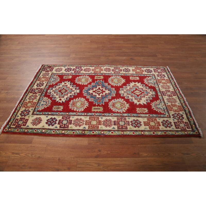 Red Kazak Foyer Rug Hand-Knotted Bedroom Wool Carpet - 2'9"x 4'3"