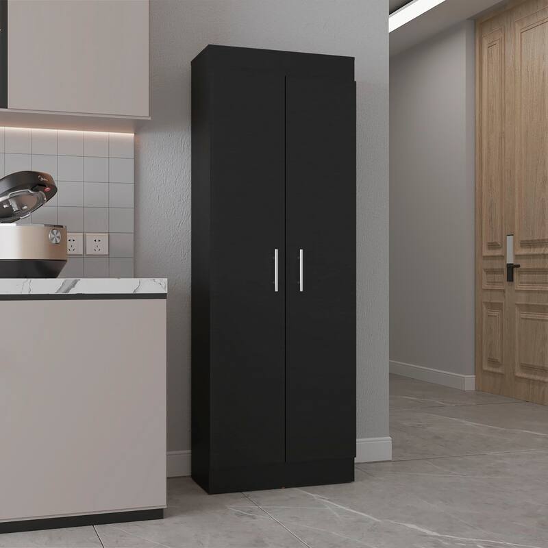 5-Shelf Tall Pantry Storage Cabinet, 66.8" with Chic Handles for Kitchen Organization