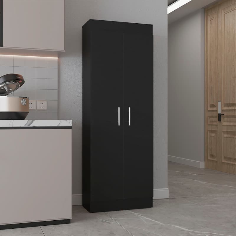 66.8" Tall 5-Shelf Pantry Cabinet with Chic Handles, Freestanding Kitchen Organizer